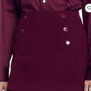 Sandro Burgundy Button Skirt
